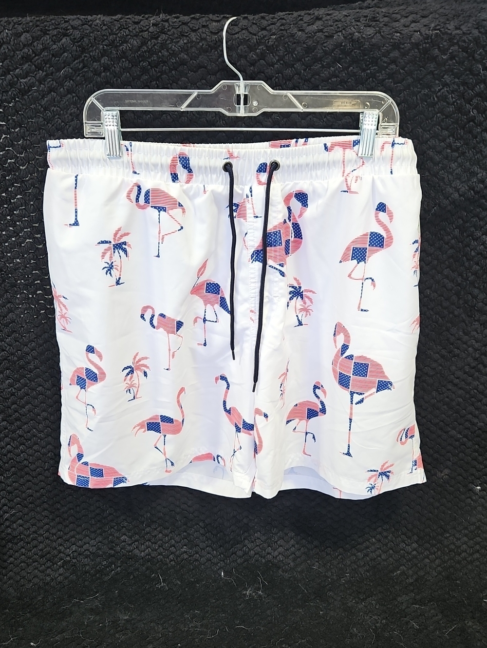 2XL Men's Patriotic Flamingo Swim Trunks Club Room